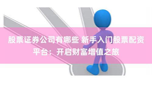 股票证券公司有哪些 新手入门股票配资平台：开启财富增值之旅